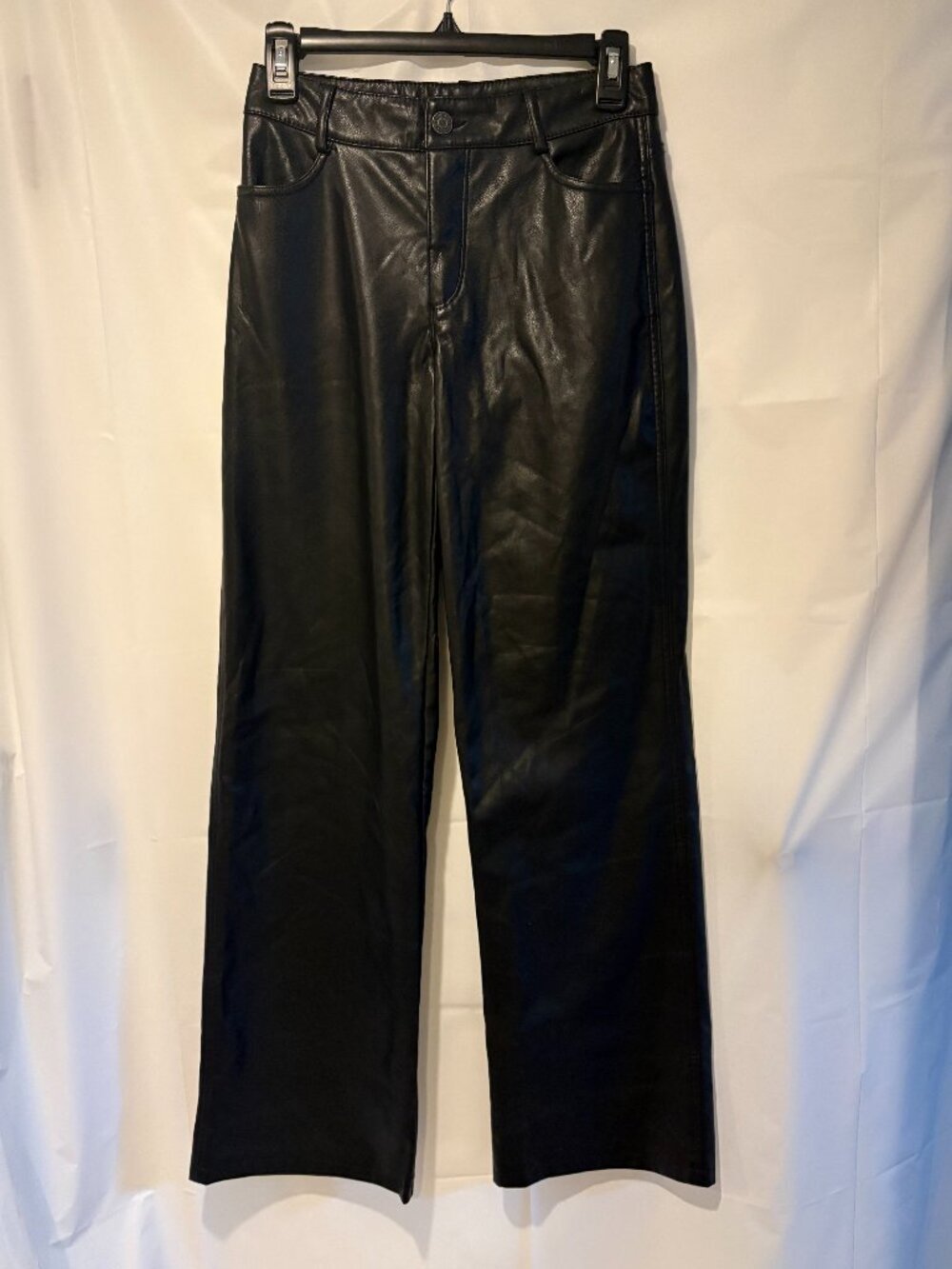 Womens Garage Size XS Black Faux Leather Straight Pants